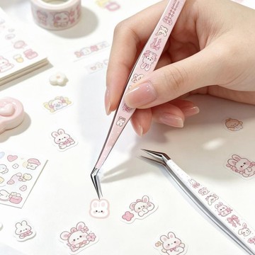 上新💐台灣發貨✨拼豆風可愛鑷子高顏值美樂粉兔手賬diy工具咕卡貼紙手工造景專用