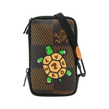 Louis Vuitton LV路易威登 展示品 Nigo聯名款烏龜圖案斜背手機包(N40377-咖)