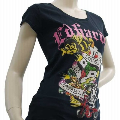 エドハーディー Tシャツ レディース 半袖 ラインストーン