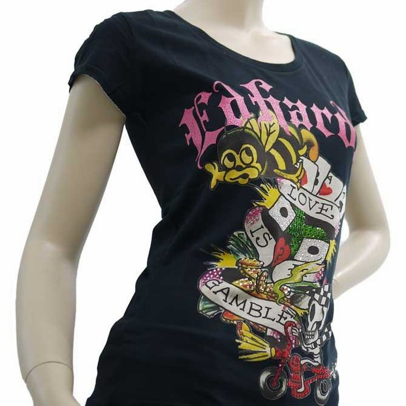 エドハーディー Tシャツ レディース 半袖 ラインストーン