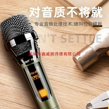 先科充電式無線話筒一拖二通用麥克風u段調頻家用K歌手持話筒【Snowbelle優選】