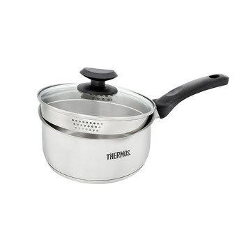 THERMOS 不銹鋼附瀝水蓋雪平鍋18cm(SPC-S18)