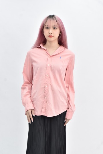 (M) polo ralph lauren 棉質純棉長袖粉色襯衫上衣