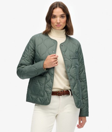 Superdry Women's Quilted Lite Liner Jacket Green Size: 4