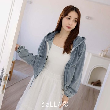 【秋冬新品】BeLLA 水洗丹寧連帽外套 淺藍