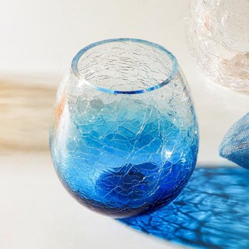 藍色冰裂星空玻璃杯水杯女可愛ins風杯子早餐杯啤酒杯牛奶咖啡杯