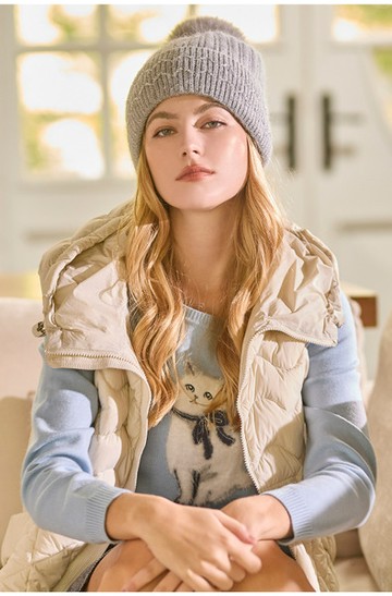 緹織毛絨貓咪圖騰線衫