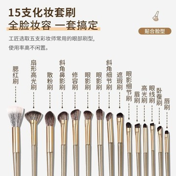 化妝刷套裝 15支眼部化妝刷 軟毛化妝刷 散粉刷 腮紅刷 鼻影刷 暈染刷 臥蠶刷 刀鋒眼線刷 多用途眼妝刷 美妝工具81