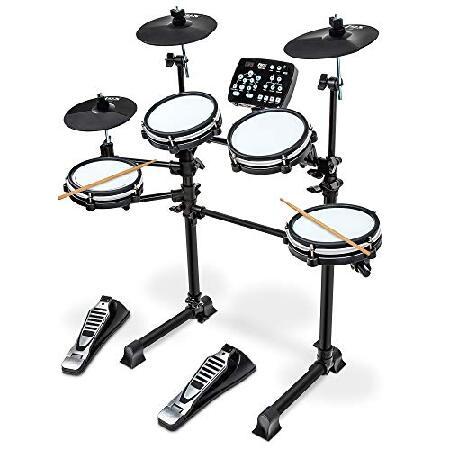 LyxJam 7-Piece Electronic Drum Kit, Professional Drum Set with Real Mesh Fabric, 209 Preloaded Sounds, 50 Play-Along Songs, Recording Capability, Cymb