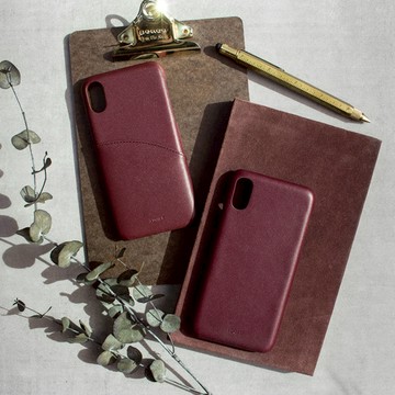ADOLE｜iPhone X 5.8吋真皮防潑水手機殼-酒紅