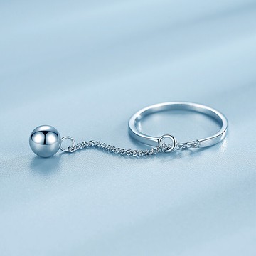 925純銀天文球會動的戒指女ins潮網紅流蘇食指戒學生圓珠吊墜指環