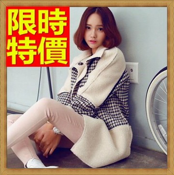 毛呢外套 女大衣-羊毛美麗諾寬鬆中長版千鳥格女外套63ae15【獨家進口】【米蘭精品】