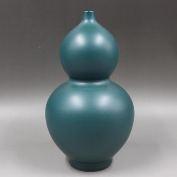 清雍正年制孔雀綠釉葫蘆瓶家居擺件老貨仿古裝飾瓷器古董古玩收藏1入