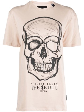 Philipp Plein - skull-print T-shirt - women - Cotton - XS - Neutrals