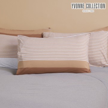 YVONNE 網路限定｜條紋拼接信封式枕套1入-歐蕾棕 （隨機出貨）