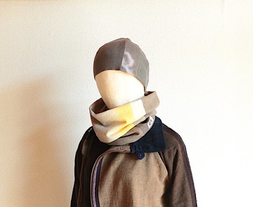 灰色/黃色漸層/細款/ 圍脖