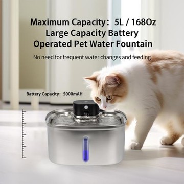 5L寵物飲水機大容量自動智能感應304不銹鋼貓咪無線飲水器充電