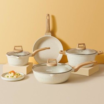 鍋具套裝家用麥飯石不粘鍋煎炒鍋湯鍋三件套電磁爐手柄送禮