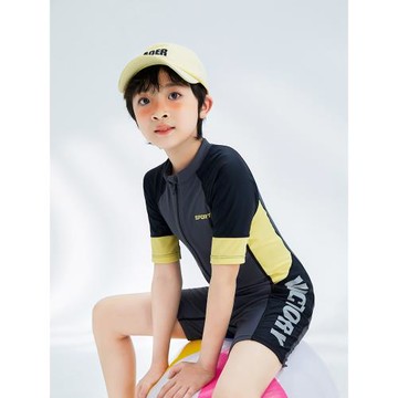 兒童泳衣男童短袖游泳館訓練學生專業泳衣男孩中大童泡溫泉游泳裝