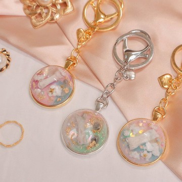 【寵物毛/骨灰】大款寵物圓形鑰匙圈 I 留住記憶 l 紀念樹脂滴膠