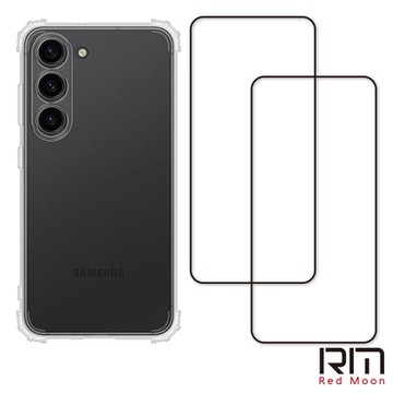 RedMoon 三星 S23 5G 6.1吋 手機殼貼3件組 鏡頭全包式軍規殼-9H玻璃保貼2入