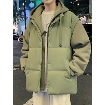 假兩件棉衣男士秋冬季新款潮牌加厚款抗寒保暖棉服時尚棉襖子外套