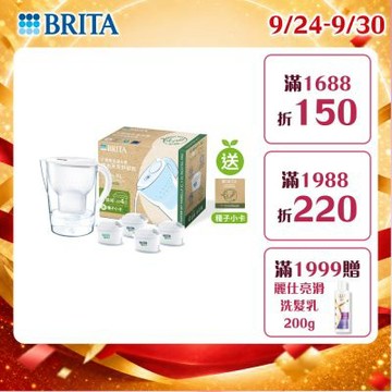 【BRITA官方】Marella 3.5L馬利拉濾水壺x1(白)+3入MXPRO去水垢專家濾芯(共4芯)_永續版