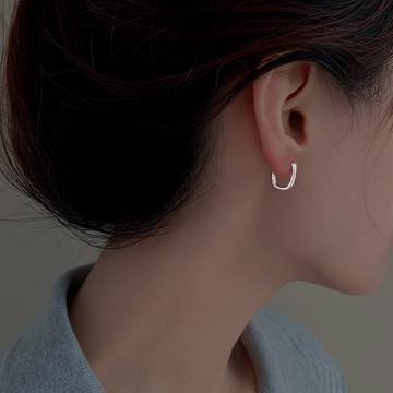 925純銀方形耳釘女夏季年新款潮時尚簡約氣質耳環養耳洞耳飾