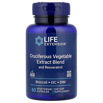 Life Extension, 三重功效十字花科蔬菜提取物素食膠囊，含白藜蘆醇，60 粒裝
