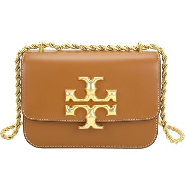 TORY BURCH Eleanor LOGO 金屬標誌鍊帶斜背包(棕色)