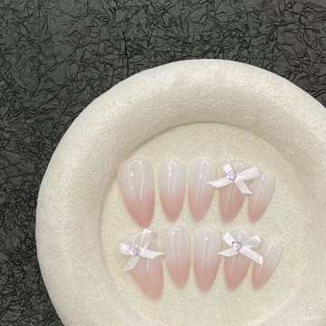 ✨Hannah✨手工東海穿戴甲美甲芭蕾舞蝴蝶結少女溫柔甜美小紅書 衕款美甲ins美甲師源潤 0Y04