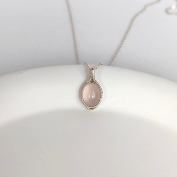 冰種瑪瑙吊墜 純銀橢圓白透瑪瑙項鍊 925銀手工吊飾