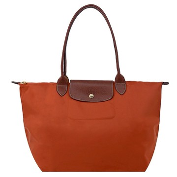 [平輸版]LONGCHAMP LE PLIAGE系列長把再生尼龍摺疊水餃包(大/磚紅)真品平輸