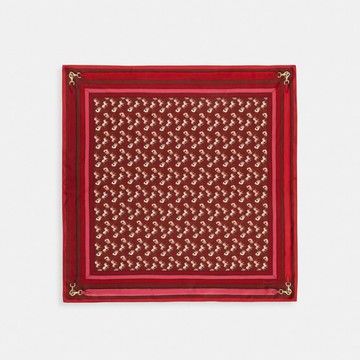 馬車圖案手袋肩帶印花桑蠶絲方形圍巾