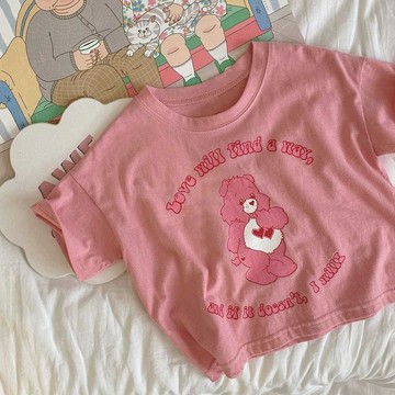 🎀biubiu童裝🎀純棉短袖T恤夏季新款百搭小童可愛卡通小熊半袖上衣T恤
