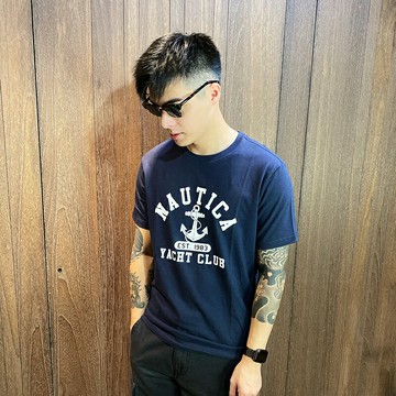 美國百分百【全新真品】Nautica T恤 帆船牌 T-SHIRT 上衣 短袖 短T Logo 男款 深藍 CC13