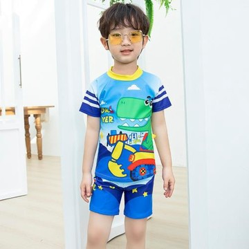 男童時尚分體防曬泳衣兒童男孩中小童夏季游泳衣2024新款溫泉泳裝