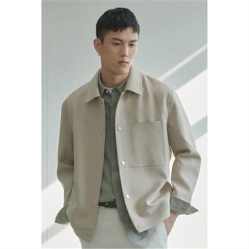 春秋季新款進口中空紗抗皺廓形翻領夾克男短款休閑早春男士外套