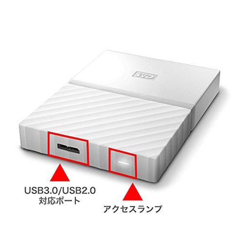 WD HDD ポータブル ハードディスク 3TB USB3.0 ホワイト 暗号化