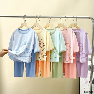 夏季兒童莫代爾家居服 儿童睡衣 新款七分袖睡衣夏天空調服男女孩輕薄透氣