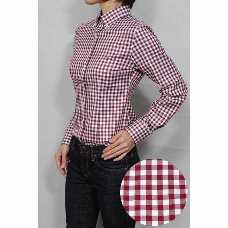 レディースシャツ ワイシャツ ワインレッド 赤 オフィス ブラウス ビジネス 長袖 ボタンダウンシャツ 日本製 綿100 ナチュラルフィット トップス 大きい 通販 Lineポイント最大0 5 Get Lineショッピング