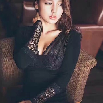 女神加絨塑身衣 發熱衣 恆溫衣 內搭衣 刷毛 保暖 深V 蕾絲 性感 爆乳 上衣 韓 水貂絨400