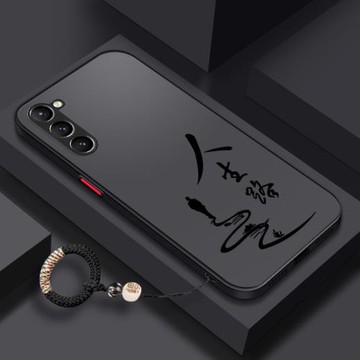 適用三星S21FE手機殼S21十pluss21加galaxys蓋樂世galaxy十5G人生路文字親膚感防滑軟套液態簡約創意手繩精孔