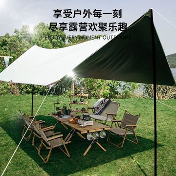 天幕 地布 天幕帳篷 炊事帳 客廳帳 天幕帳篷戶外露營防嗮防雨大號天幕精致黑膠六角大遮陽棚野營野餐
