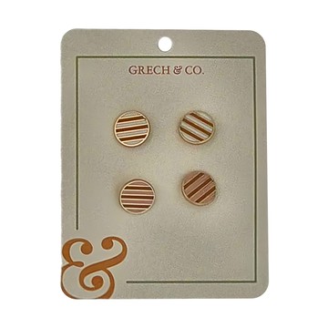 Grech&Co 耳針耳環兩對組  條紋 白色 + 棕色