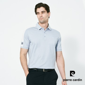 【pierre cardin 皮爾卡登】男款 抗菌肩剪接素面短袖polo衫-水藍色 (5257271-33)