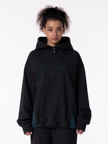 MAKTO LOGO EMBROIDERY HOODED SWEATSHIRT - GRAY