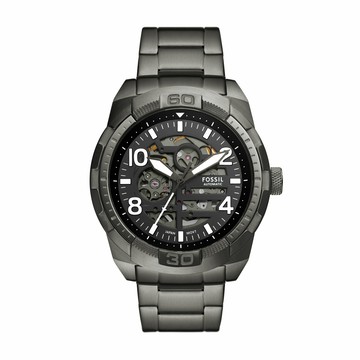 Bronson 布朗森系列鏤空機械手錶 煙灰色不鏽鋼錶帶 48MM ME3255