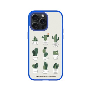 iPhone 15 Pro Max Clear 激光藍 - ilovedoodle (Lim Heng Swee) - Cat and Plant - 仙人掌家族