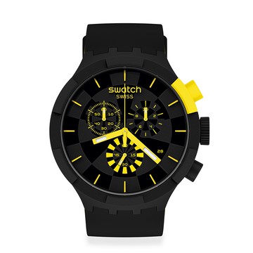 Swatch CHECKPOINT YELLOW 大錶面手錶/瑞士製造 SB02B403 (47mm)【官方旗艦店】